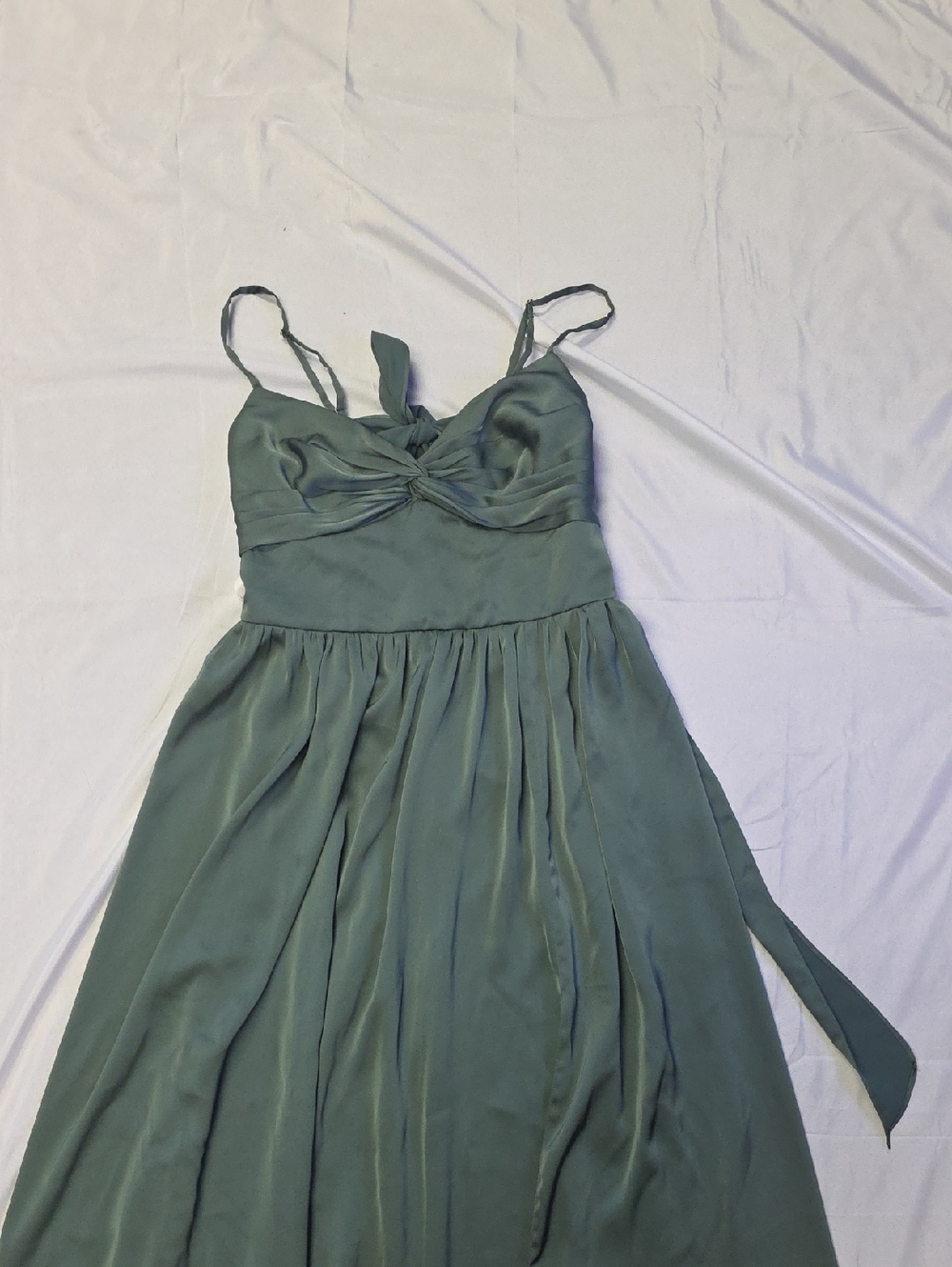 Azazie Green Maxi Dress with Twisted Bodice